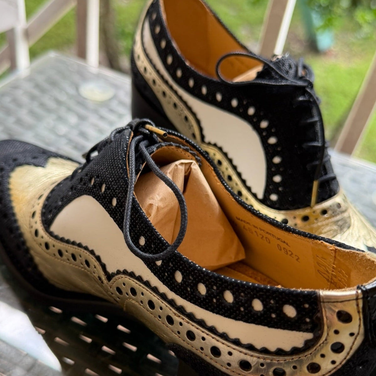 The Office of Angela Scott Tricolor Wingtip Oxford Heels Size 7.5
