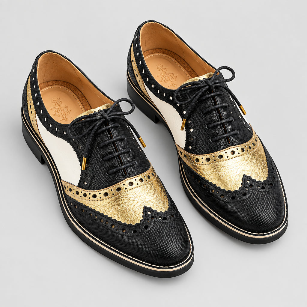 The Office of Angela Scott Tricolor Wingtip Oxford Heels Size 7.5