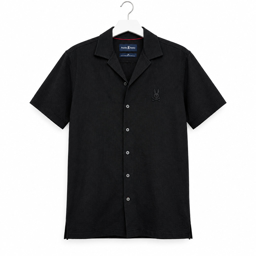 Psycho Bunny Men's Black Camp Collar Short Sleeve Shirt Size S