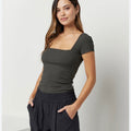 Vuori Green Square Neck Top Size Small