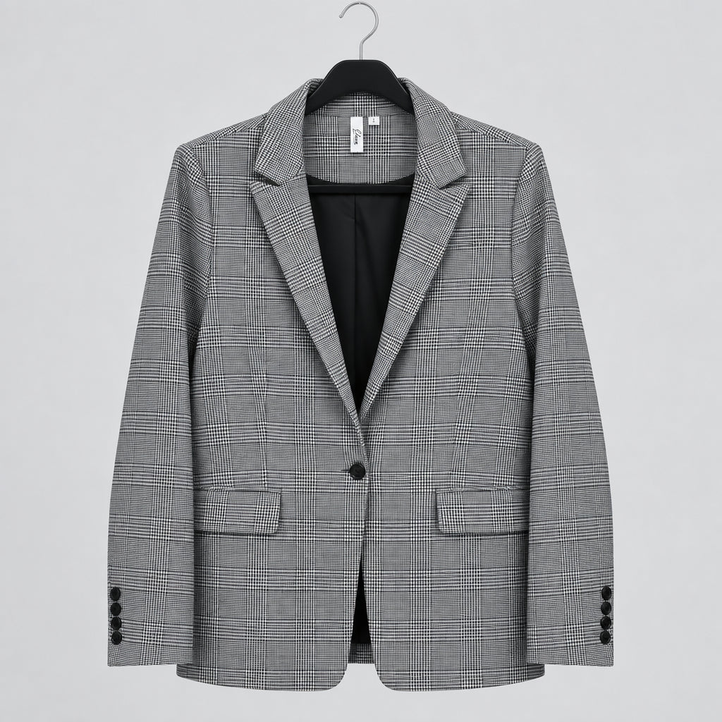 Elan Houndstooth Rhinestone Love Blazer Size L