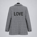 Elan Houndstooth Rhinestone Love Blazer Size L
