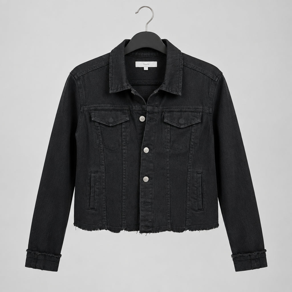Htrailz Black Barogue Print Denim Jacket Size L