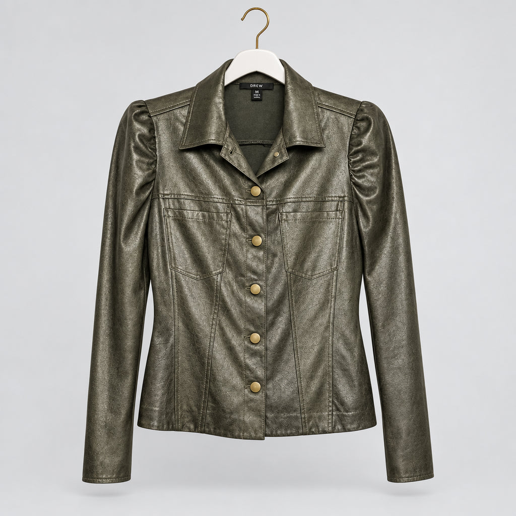 Drew Faux Suede Button Up Jacket Size M