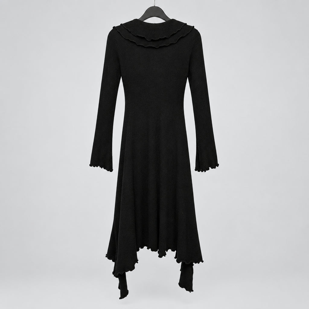 Aqua Black Cashmere Ruffle Cardigan Size Small