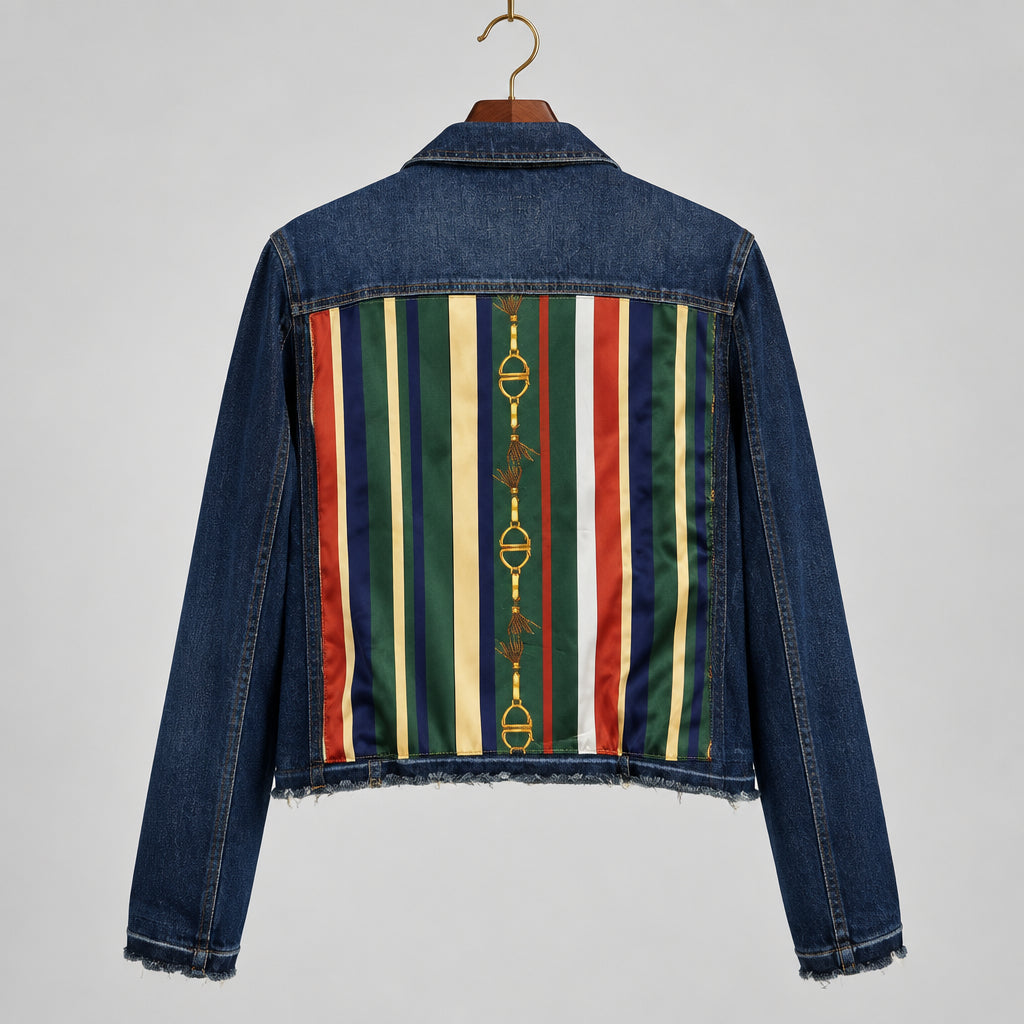 Htrailz Denim Jacket with Scarf Panel Size L