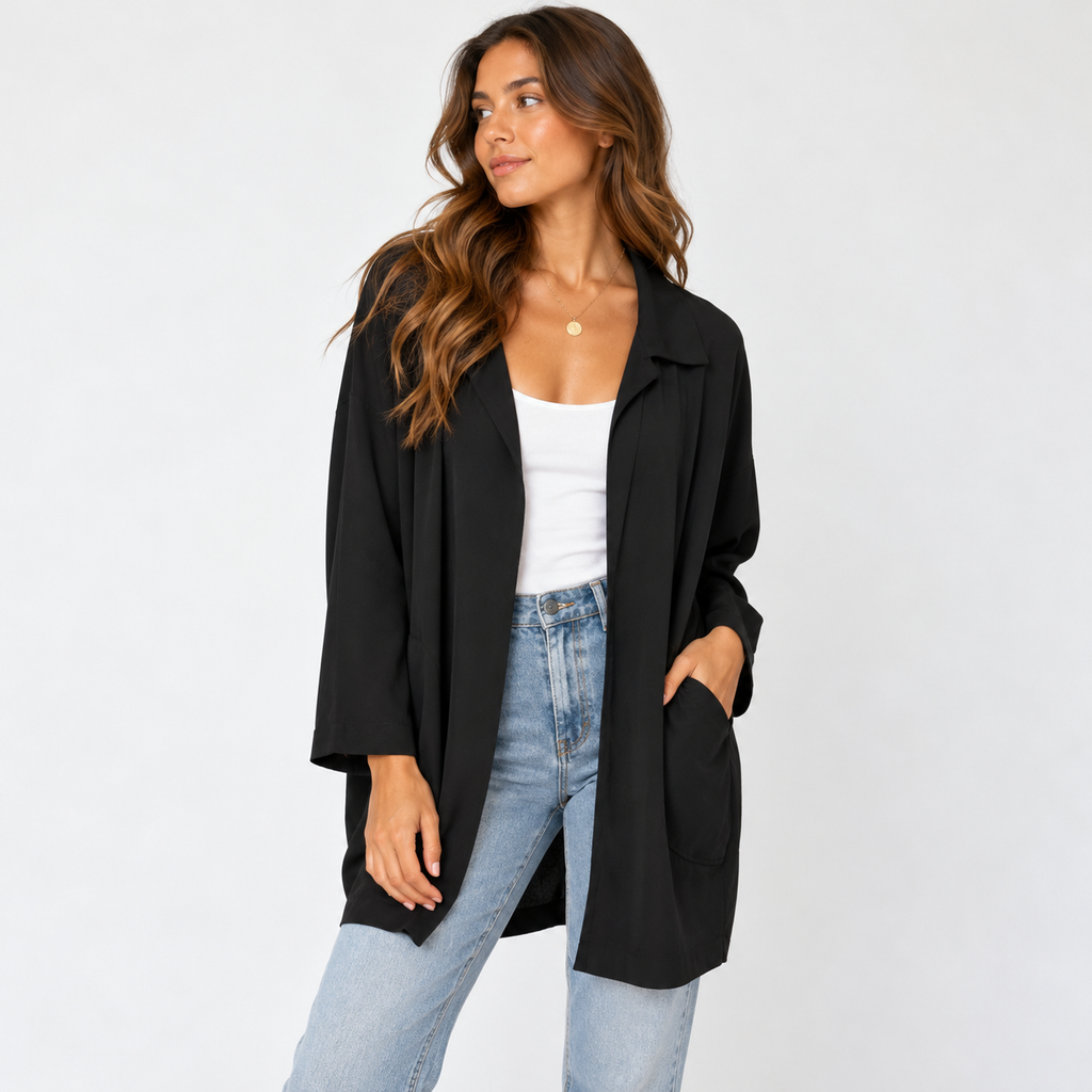 Kamalikulture x Norma Kamali Black Long Duster Cardigan Size S