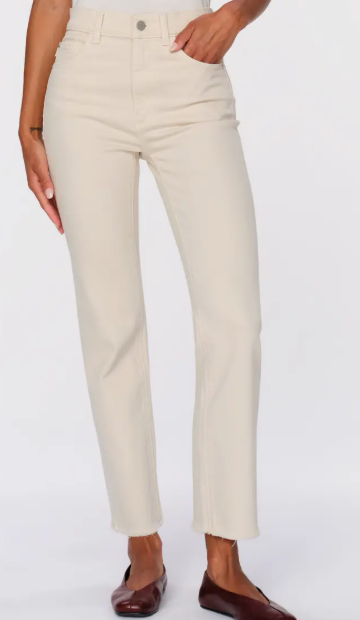 DL 1961 Patti Straight Leg High Rise Jeans- Ecru Size 27