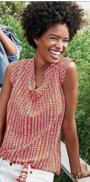 Cabi Madeline Cap Sleeve Red Printed Blouse Size Med