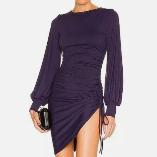 Susana  Monaco Purple Gathered Sleeve Dress - Small