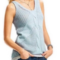 CAbi Sea Spray Light Blue Silk Linen Sweater Tank L