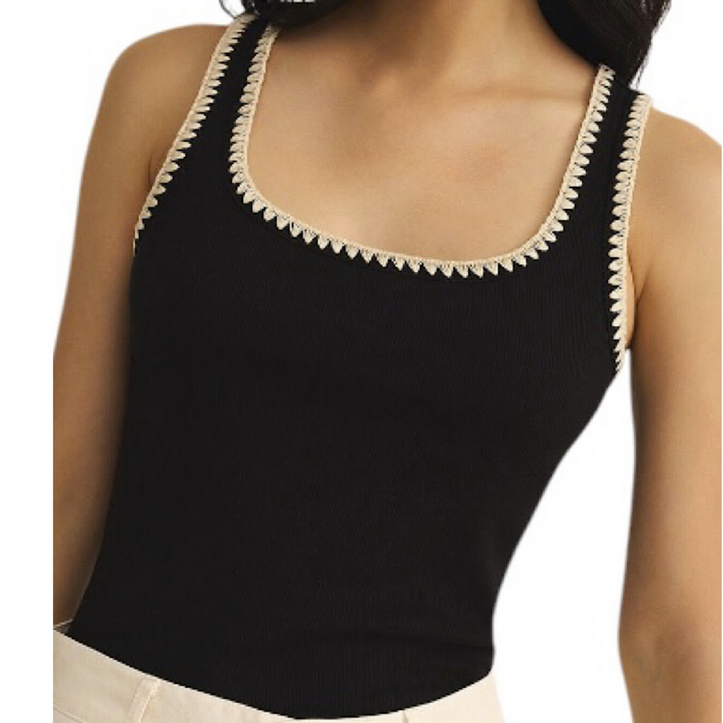 Z Supply Jaidynn Rib Tank Black Scoop Neck Size Small