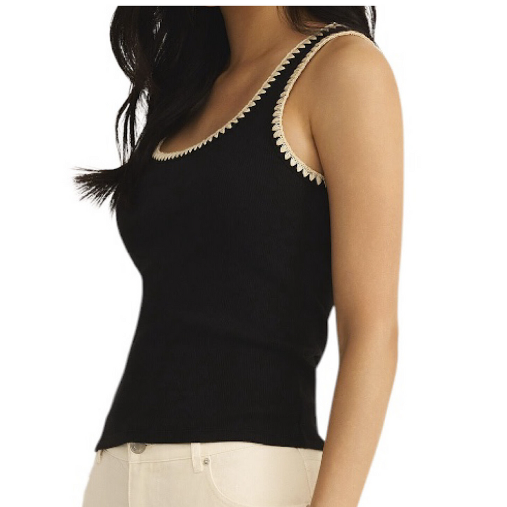 Z Supply Jaidynn Rib Tank Black Scoop Neck Size Small