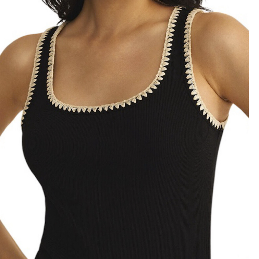 Z Supply Jaidynn Rib Tank Black Scoop Neck Size Small