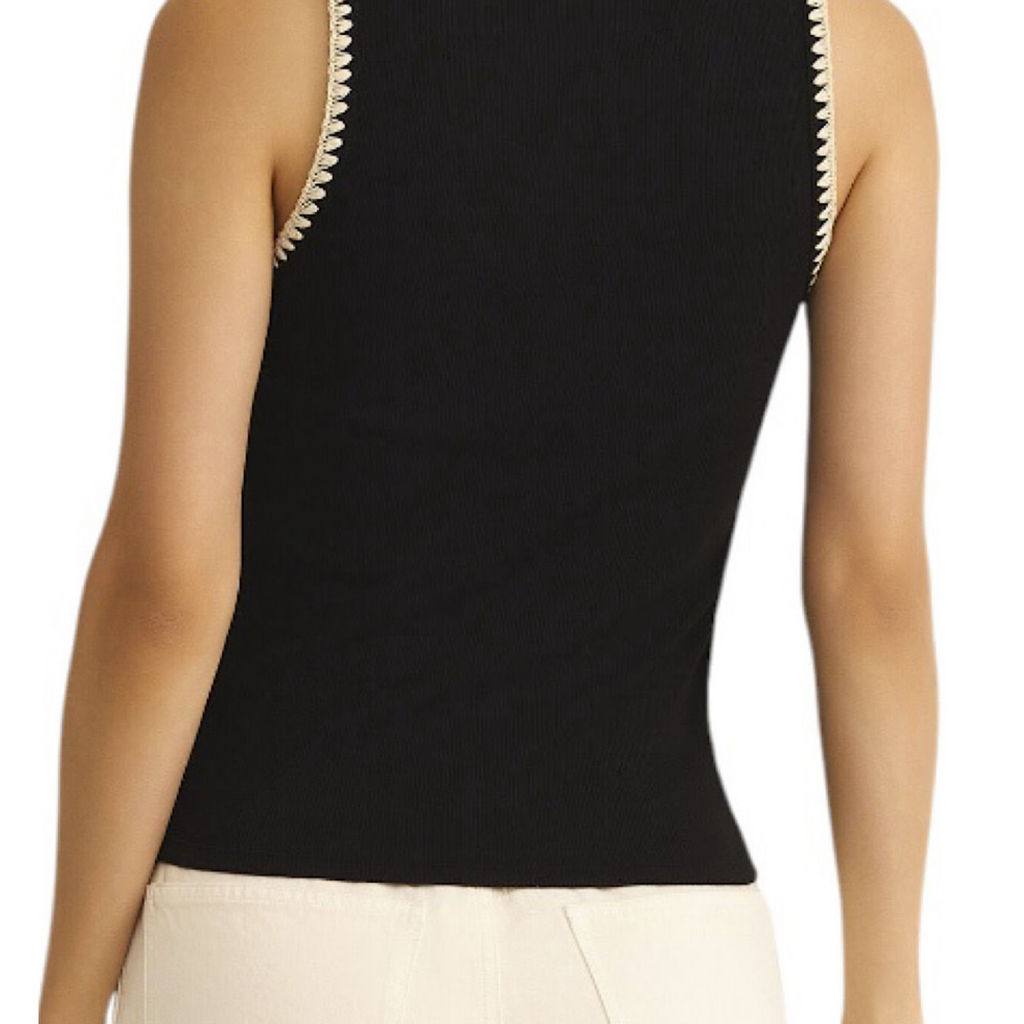 Z Supply Jaidynn Rib Tank Black Scoop Neck Size Small