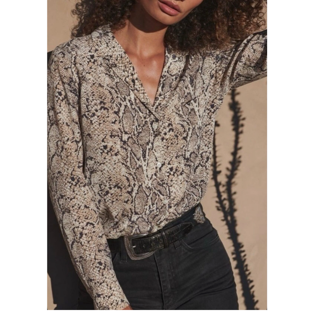 Rails Rebel Silk Snake Print Shirt Size Small