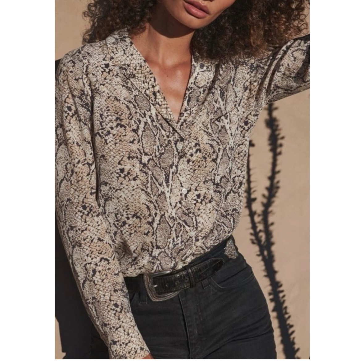 Rails Rebel Silk Snake Print Shirt Size Small