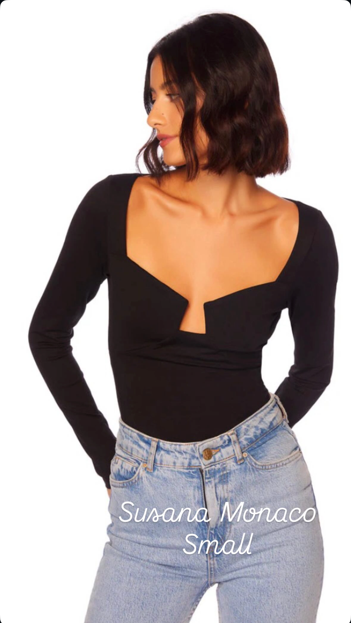 Susana Monaco Square Wire Long Sleeve Top  Square Wire Long Sleeve Top Size Small