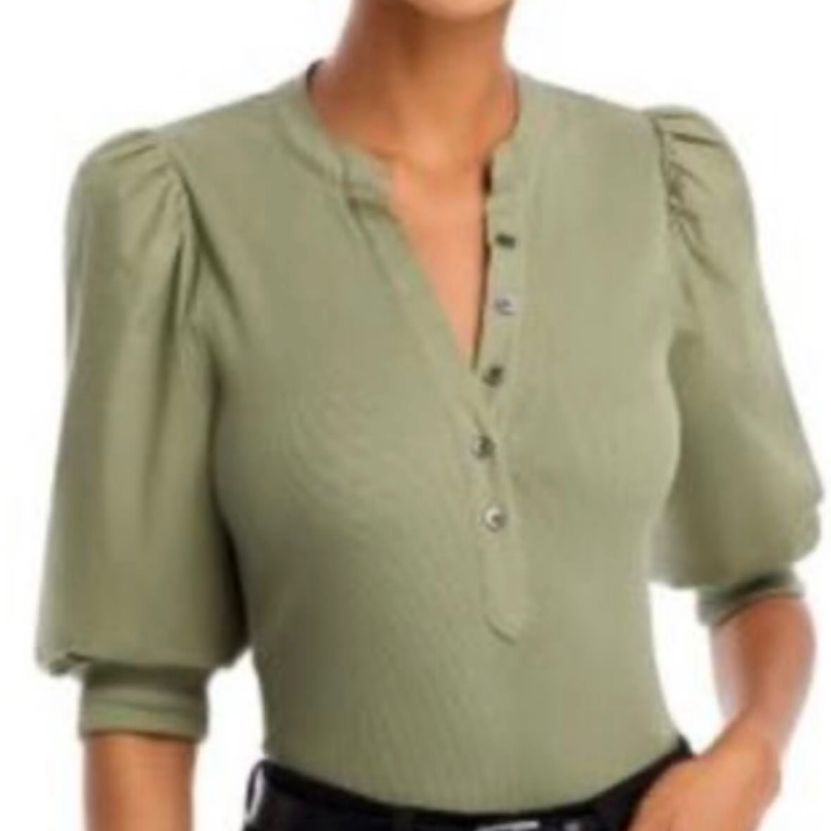 Veronica Beard Coralee Top in Stone Army Size Small