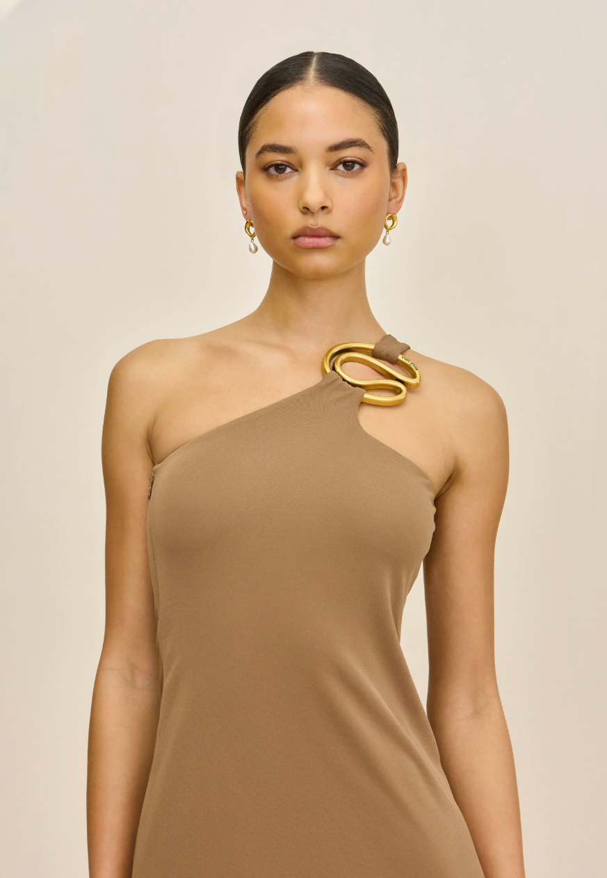 Cult Gaia CHANI One-Shoulder Hardware Midi Dress Size XS