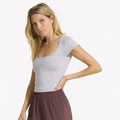 Vuori Short Sleeve Halo Crop Top - Pale Grey Heather- Size Small