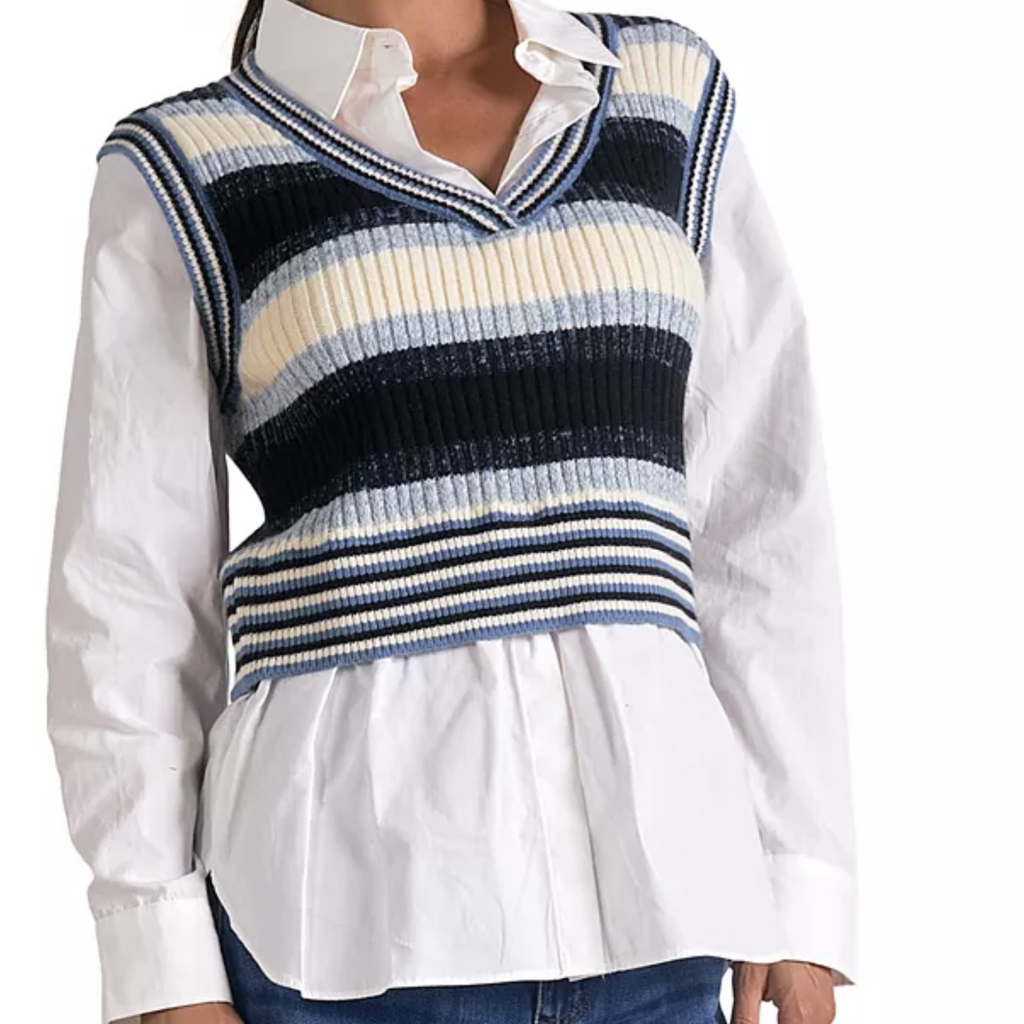 Elan Women's Layered-Look Vest Shirt Size Large (Runs Small)
