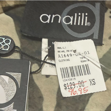 Analili Printed Sheer Tie-Waist Blouse Size XS