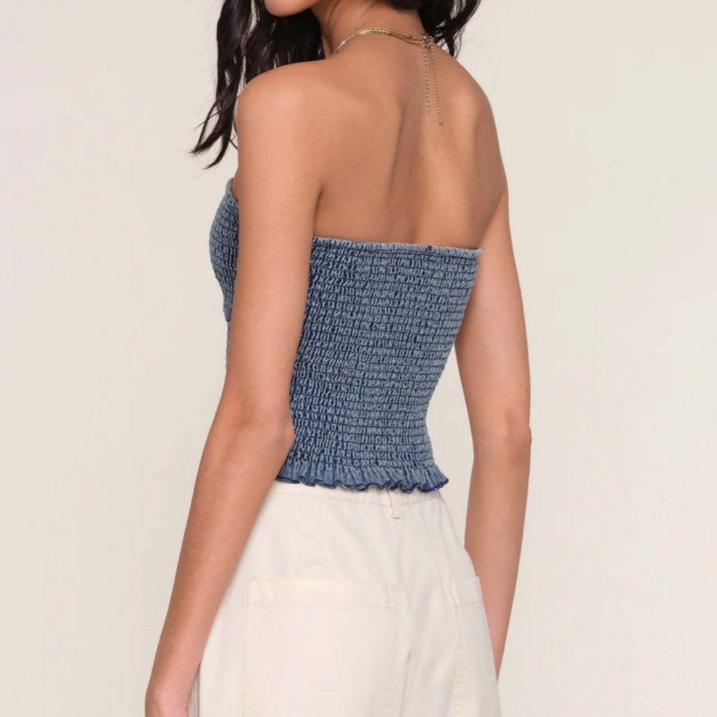 Heartloom Miska Smocked Denim Tube Top Size Medium