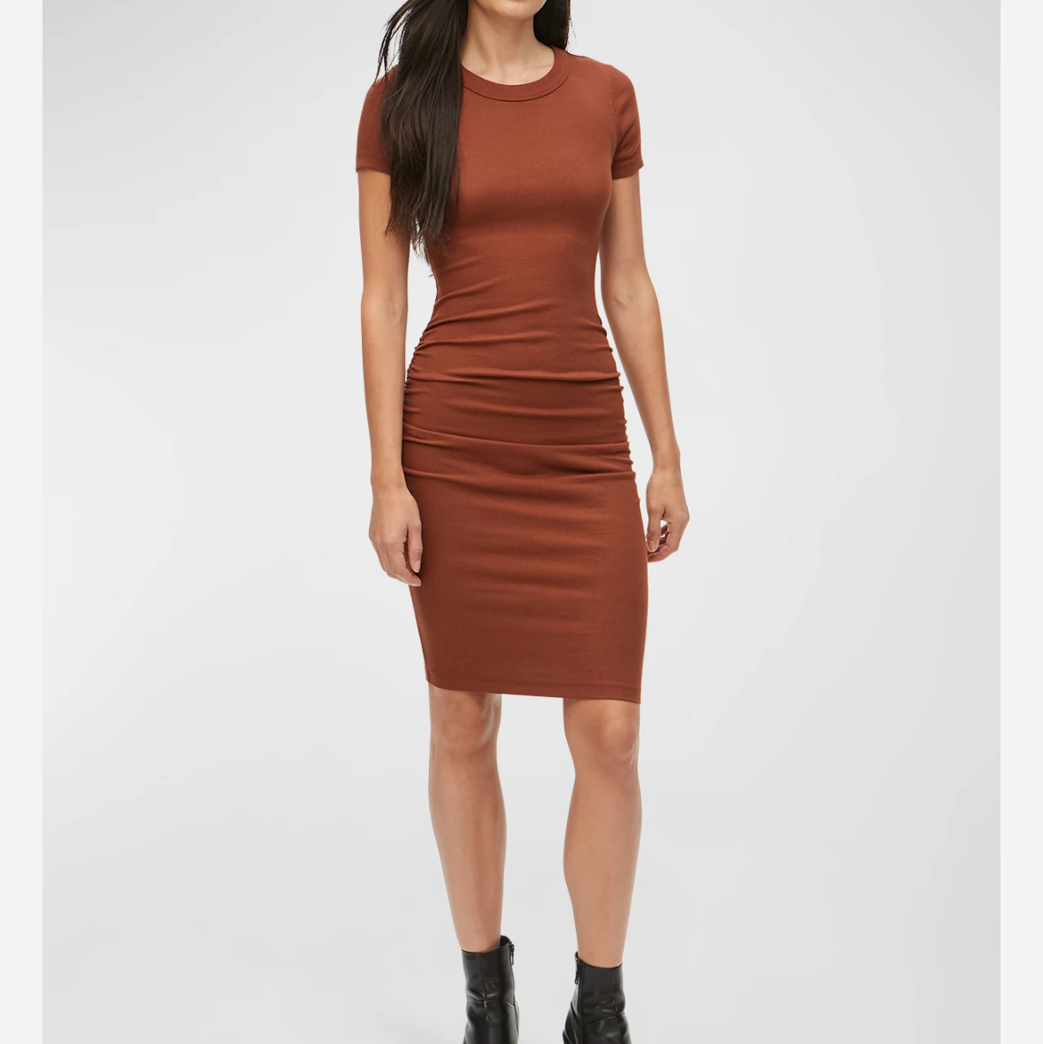 Michael Stars Ribbed Ruched Midi Dress Size Small