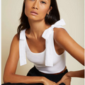 Olivaceous Ribbed Tie-Shoulder Tank Top White Size Large