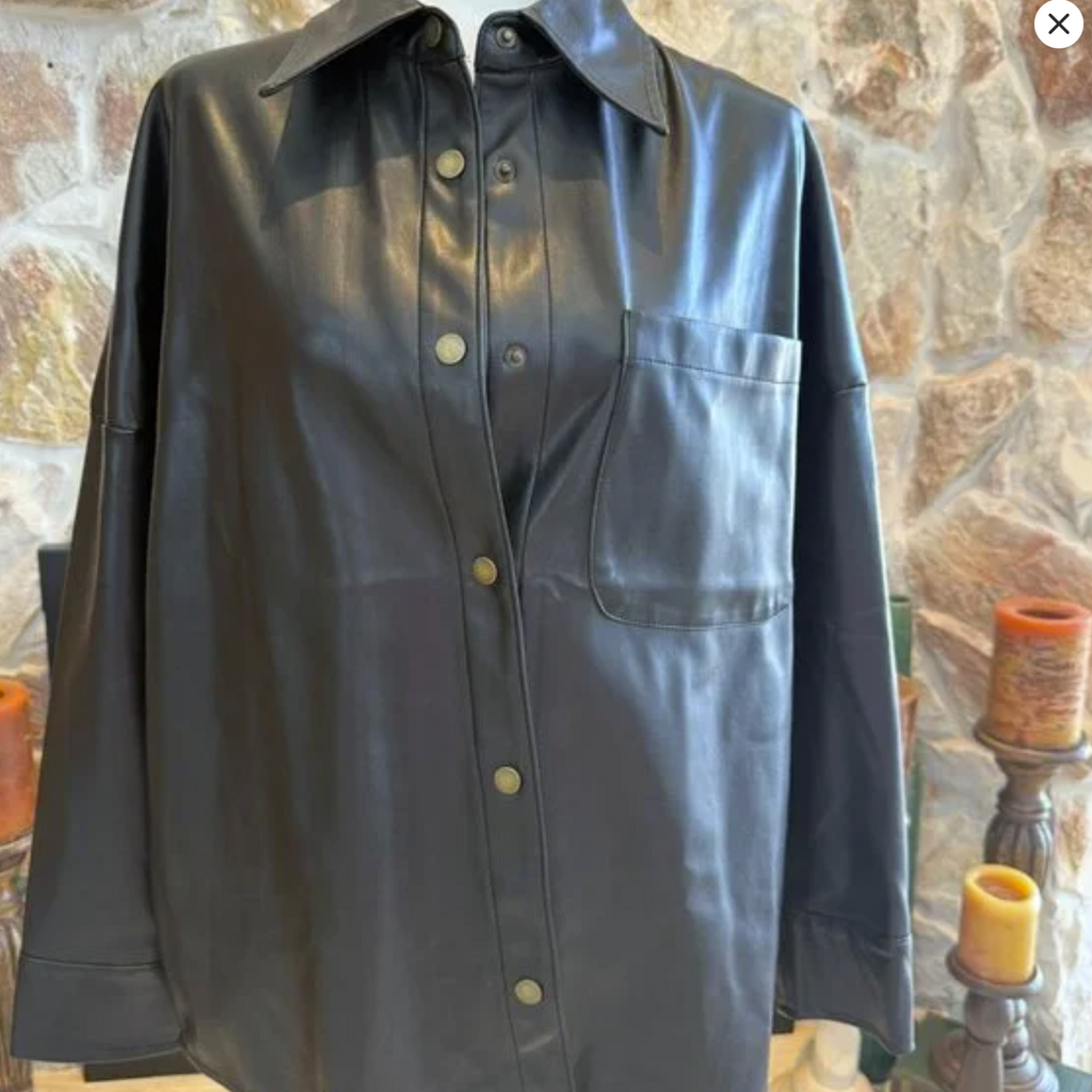 Elan Faux Leather Shacket Size Small