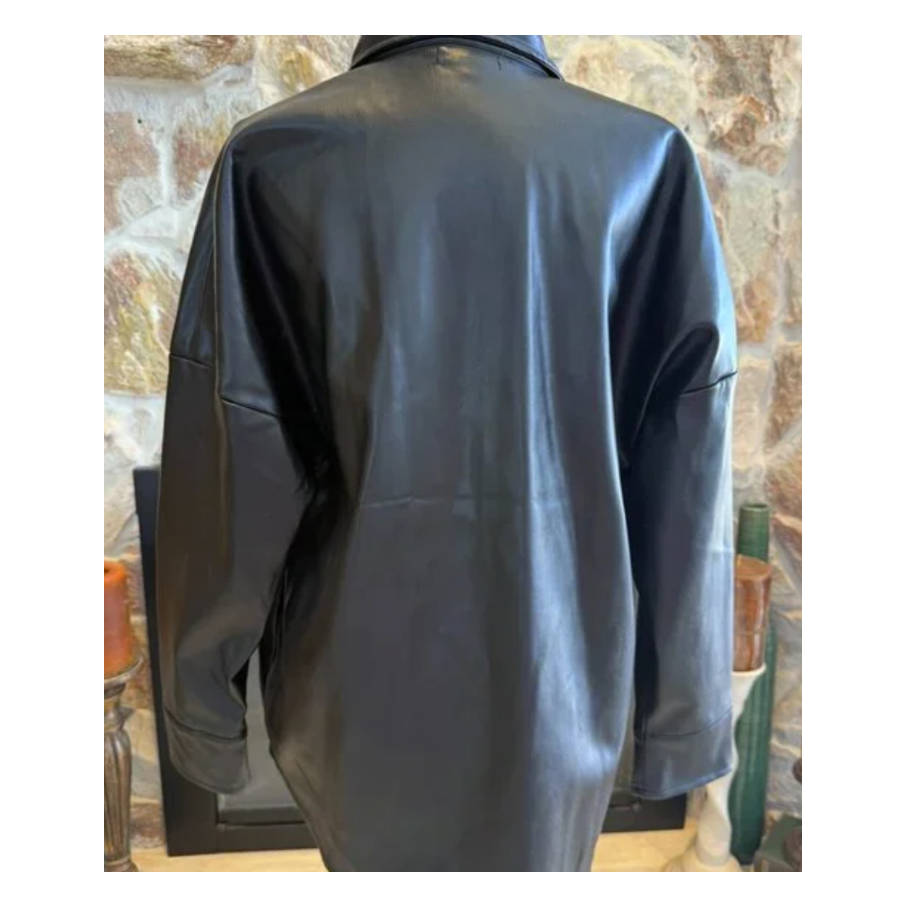 Elan Faux Leather Shacket Size Small
