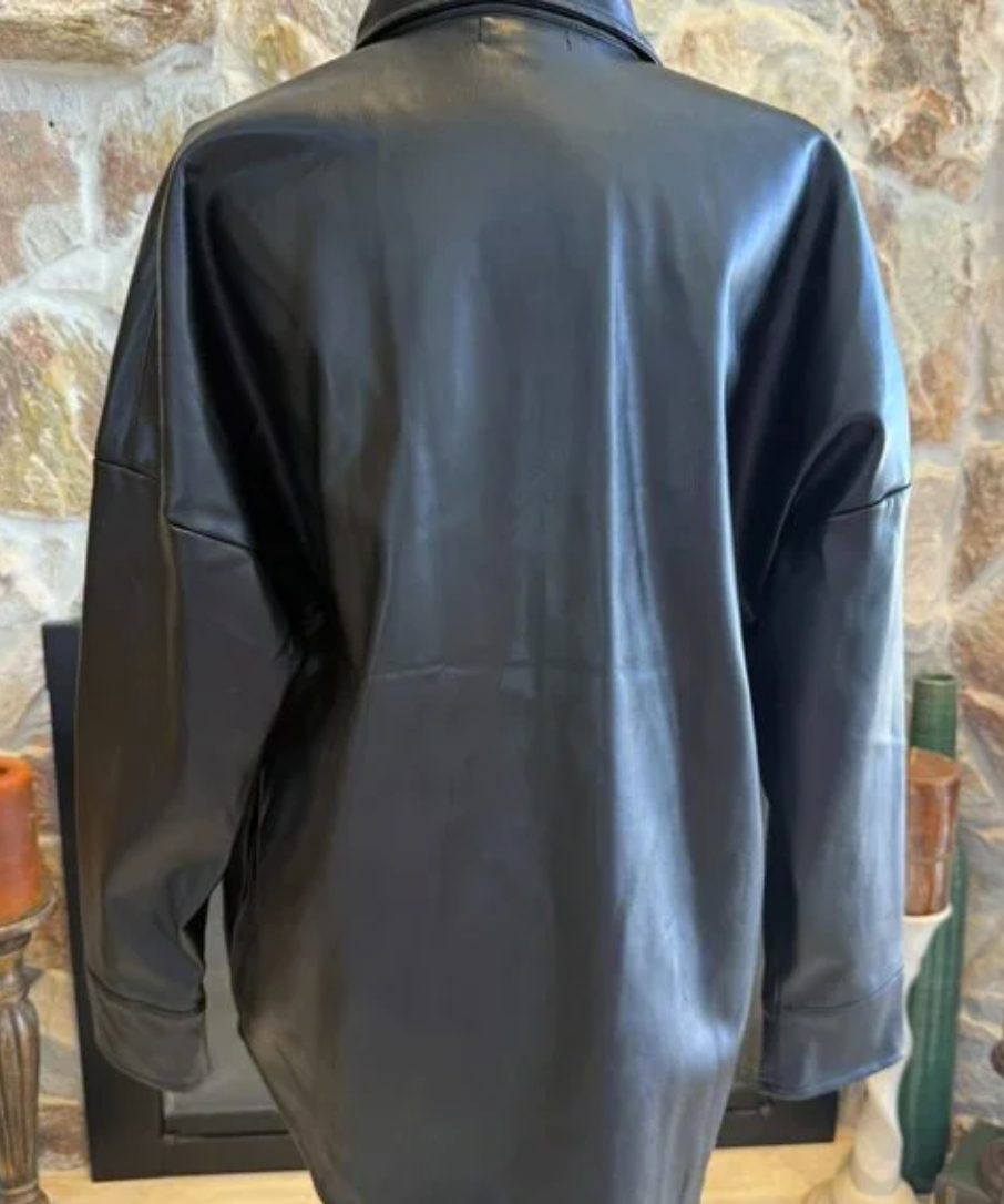 Elan Faux Leather Shacket Size Small