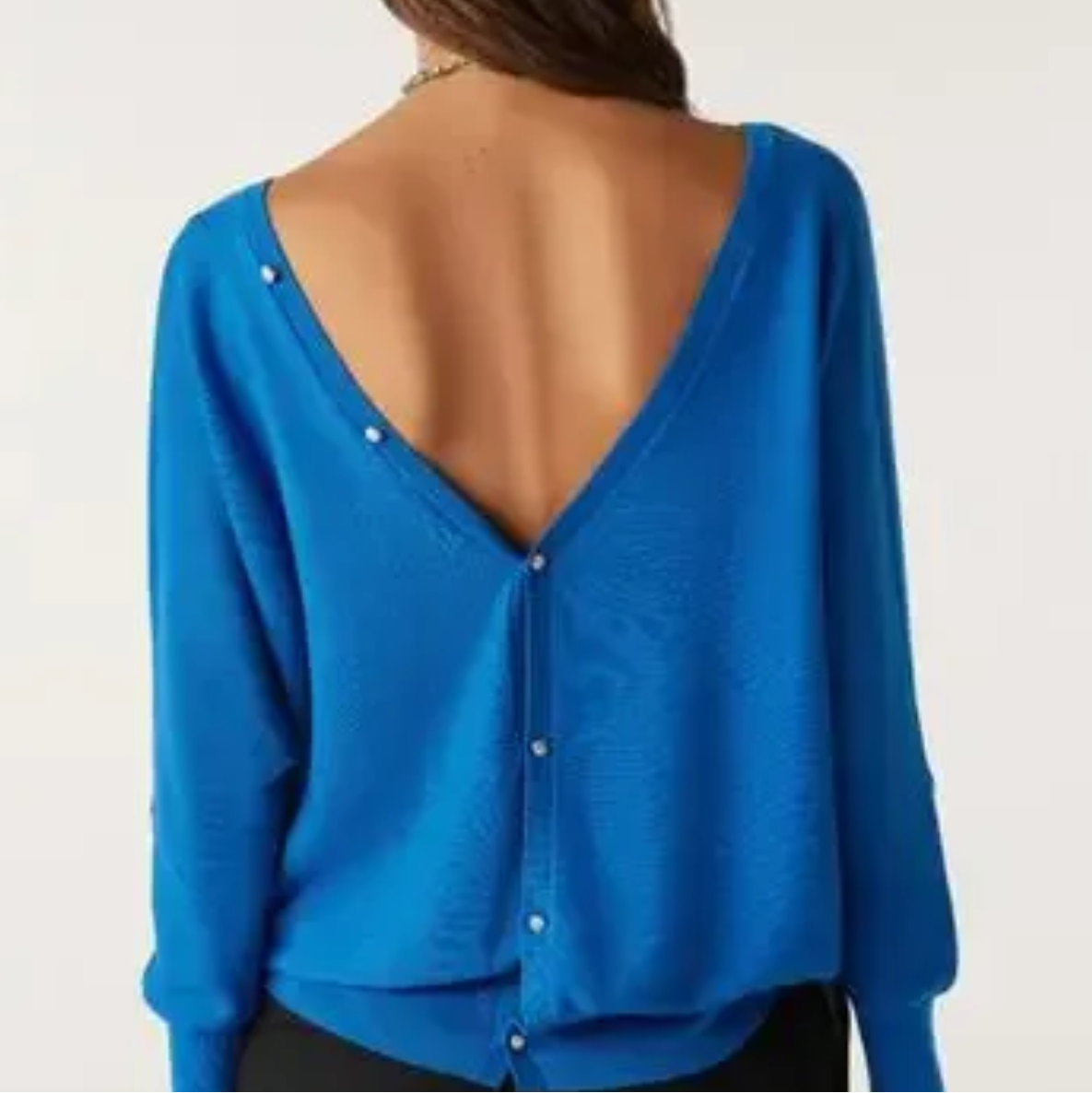 ba&sh Elsy V Neck Open Back Sweater in Bleu Electrique XS