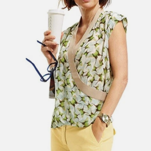 Cabi #234 Butterfly Faux Wrap Shirt Top Medium Cabi
