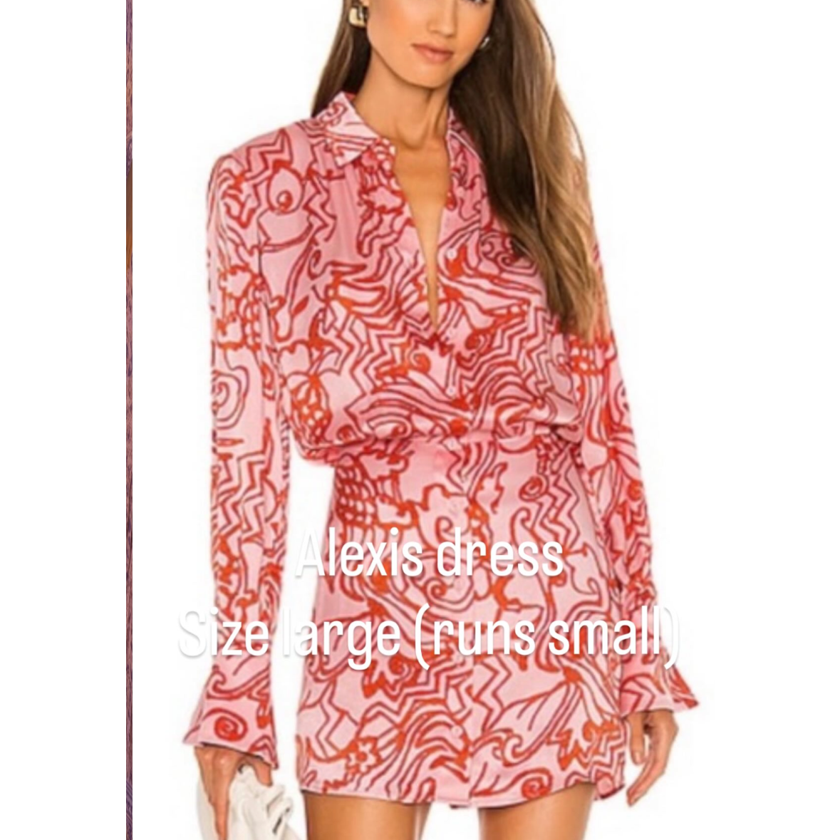 Alexis Printed Cupro Viscose Shirt Dress Size Large (runs small)