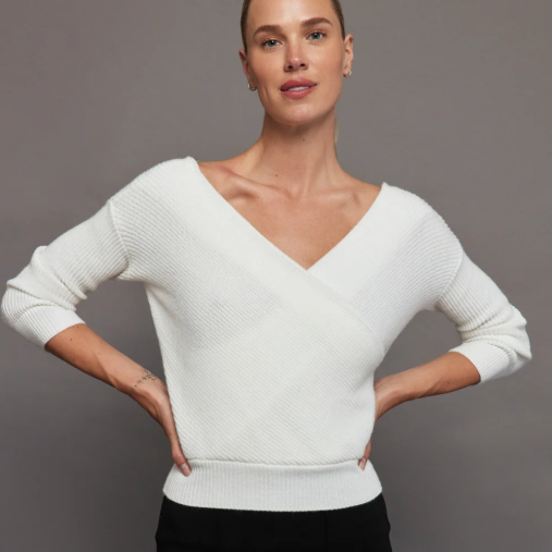 Carbon38 White Wrap Sweater Size M
