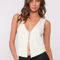 Sky to Moon Gina Sleeveless Knit Top Cream Size Medium