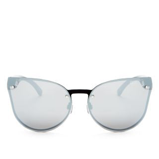 Quay Higher Love Rimless Mirrored Cat Eye Sunglasses, 65mm In Black/silver Mirror Lens