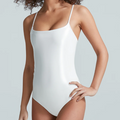 Commando Faux-Leather Spaghetti-Strap White Bodysuit Size Small