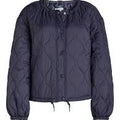 Free Assembly by Free People NAVY Quilted Snap Front Jacket Size Small