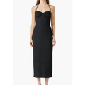 Endless Rose Black Crinkle Midi Dress Size Medium