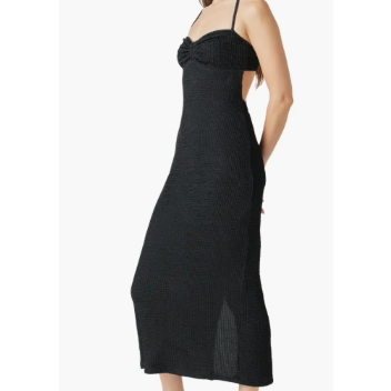 Endless Rose Black Crinkle Midi Dress Size Medium