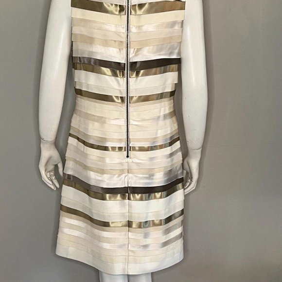 Alice + Olivia Ivory Multi 100% Silk Tiered Ribbon Dress SZ 12 EXQUISITE