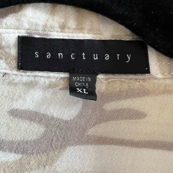 Sanctuary Beige Camo Long Sleeve Button Down Shirt Size L
