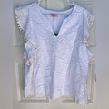 Lilly Pulitzer White Astara Top Women’s Eyelet Pom-Pom top Size Large