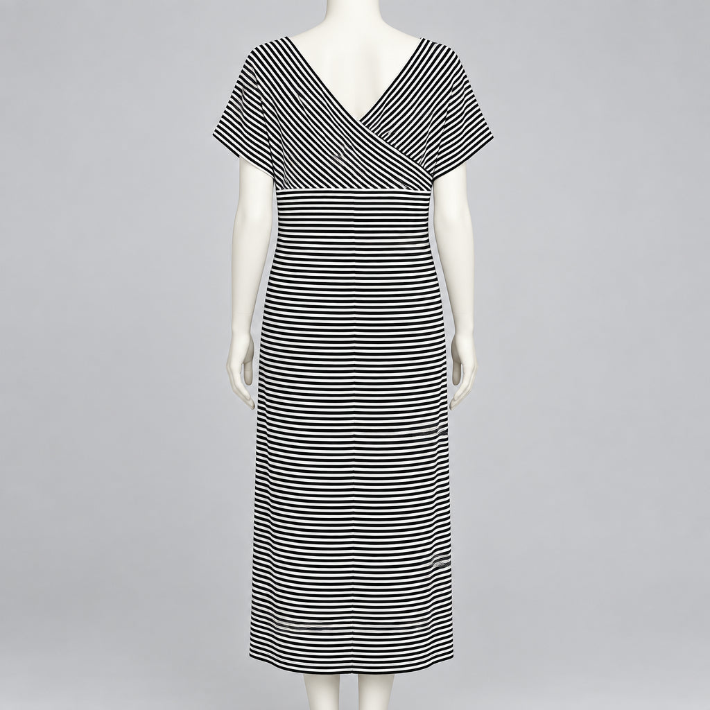 Lafayette 148 New York Black & White Stripe Dress. Size XL