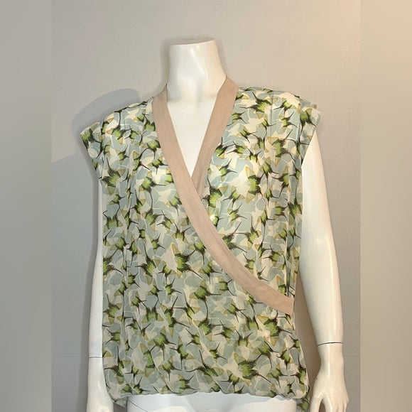 Cabi #234 Butterfly Faux Wrap Shirt Top Medium Cabi