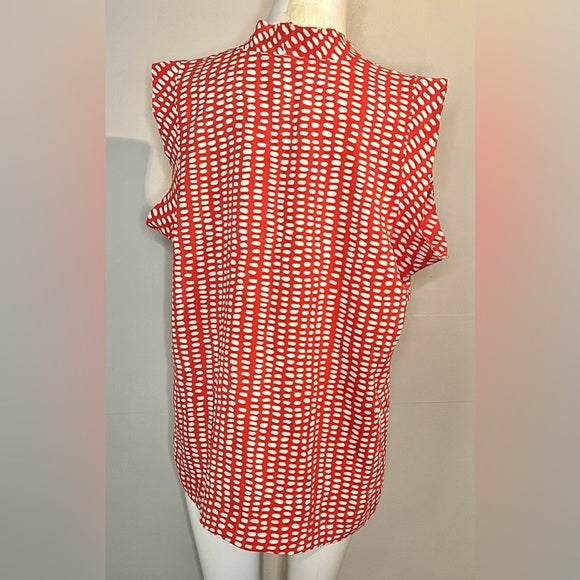 Cabi Madeline Cap Sleeve Red Printed Blouse Size Med