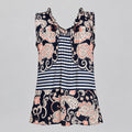 Cabi 5349 Blue Floral Paisley Striped Sheer Peplum Top Size Medium